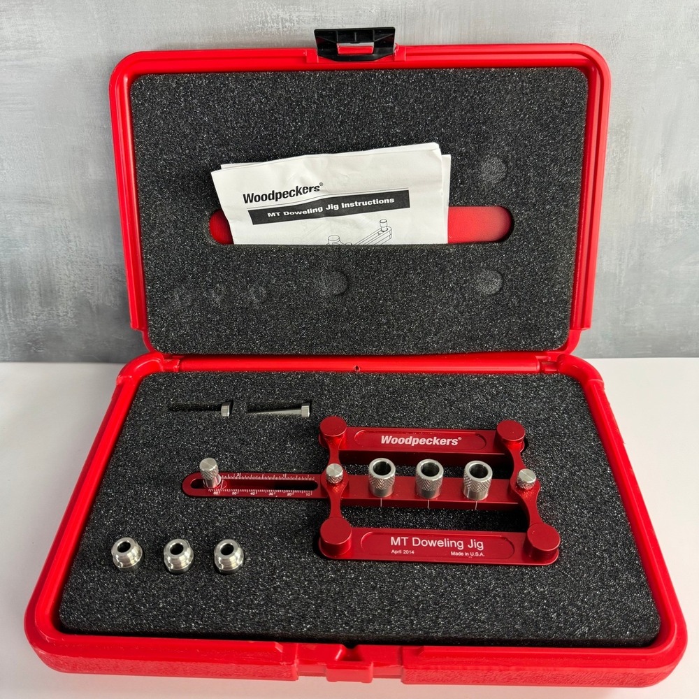Woodpeckers MT Doweling Jig Red Anodized Aluminum USA Made Woodworking Tool Case